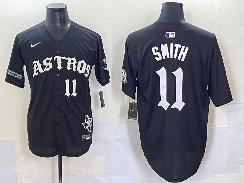 Men 2025 Houston Astros 11 Smith Black Seven generations Joint Name Nike MLB Jersey style 7049